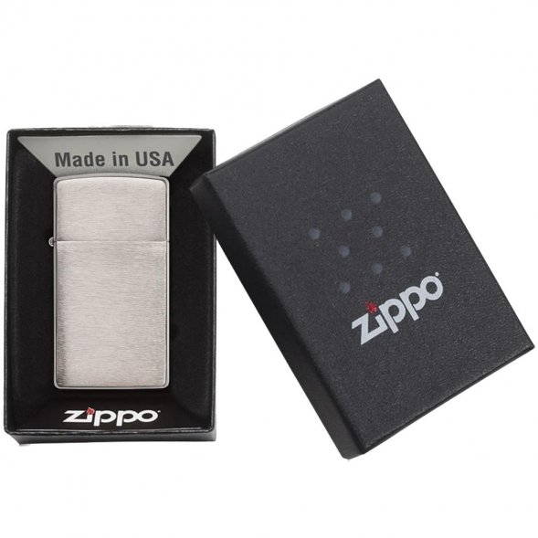 Зажигалка Zippo Slim Brushed, матовая серебристая 