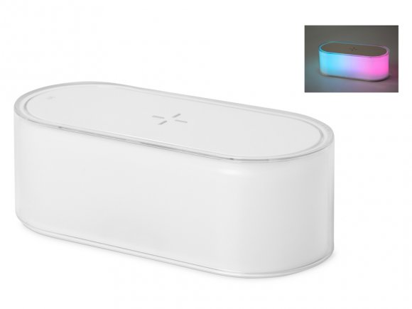 Ночник с беспроводной зарядкой и RGB подсветкой Miracle, 15 Вт, белый 