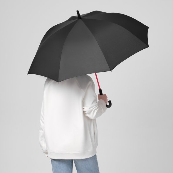 Зонт-трость Quantum, черный/красный 