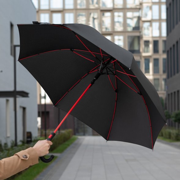 Зонт-трость Quantum, черный/красный 
