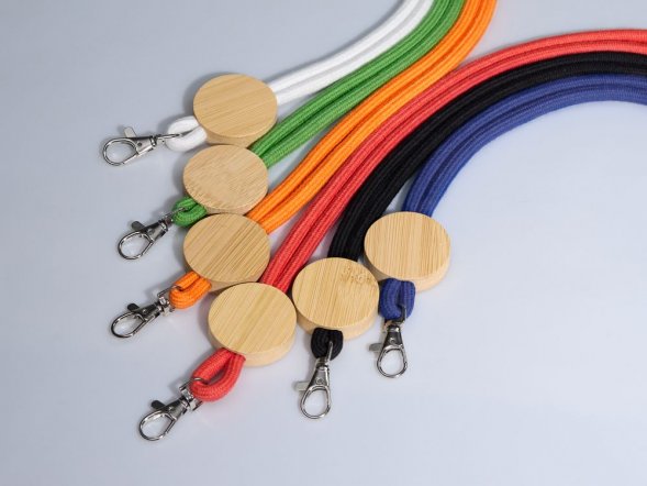 Шнурок для бейджа Tube Wood, синий 