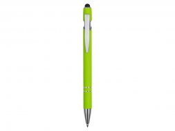 Ручка металлическая soft-touch шариковая со стилусом Sway, зеленое яблоко/серебристый (P)