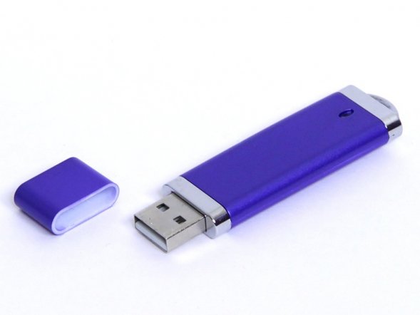 USB-флешка промо на 128 Гб прямоугольной классической формы, синий 