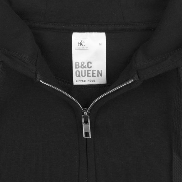 Толстовка на молнии с капюшоном женская Queen, черная 