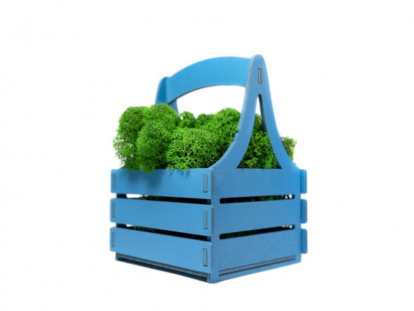 Композиция Корзинка со мхом, синий 