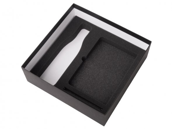 Подарочный набор c блокнотом C1, ручкой и термобутылкой, темно-синий 