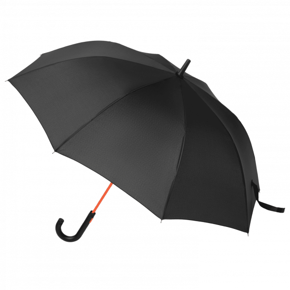 Зонт-трость Quantum, черный/оранжевый 