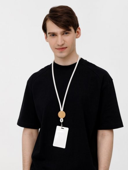 Шнурок для бейджа Tube Wood, белый 