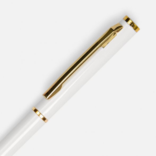 Ручка шариковая Hotel Gold, ver.2, глянцевая белая 