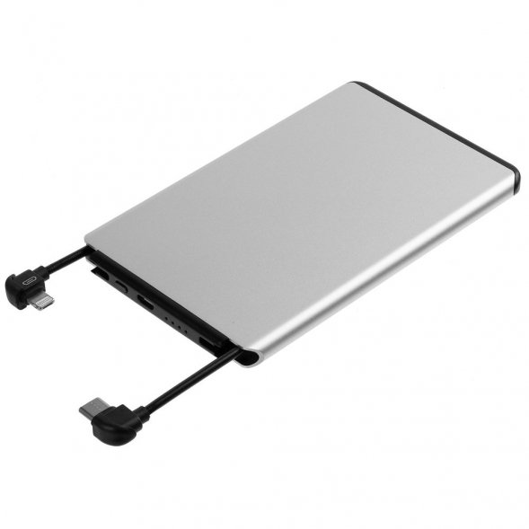 Металлический аккумулятор Double Reel 5000 мАч, серебристый 