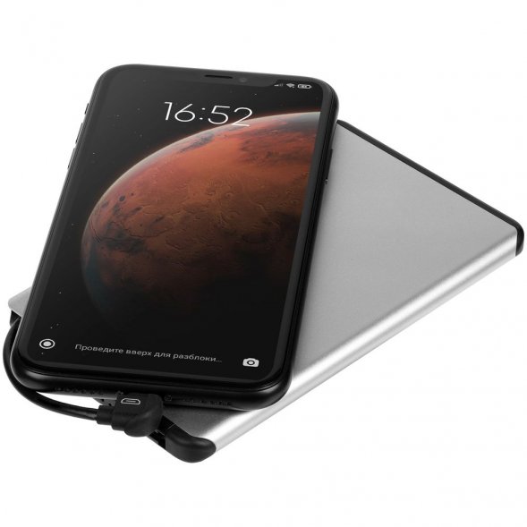 Металлический аккумулятор Double Reel 5000 мАч, серебристый 