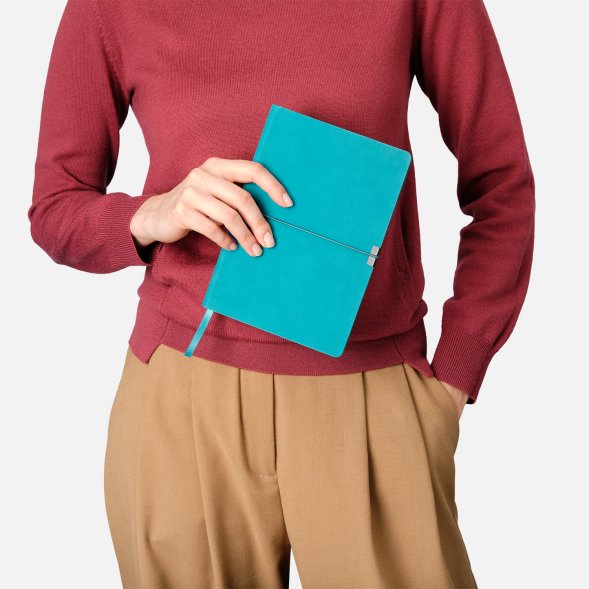 Ежедневник In Velour недатированный, бирюзовый 
