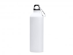 Бутылка алюминиевая с карабином, 800 мл, белый