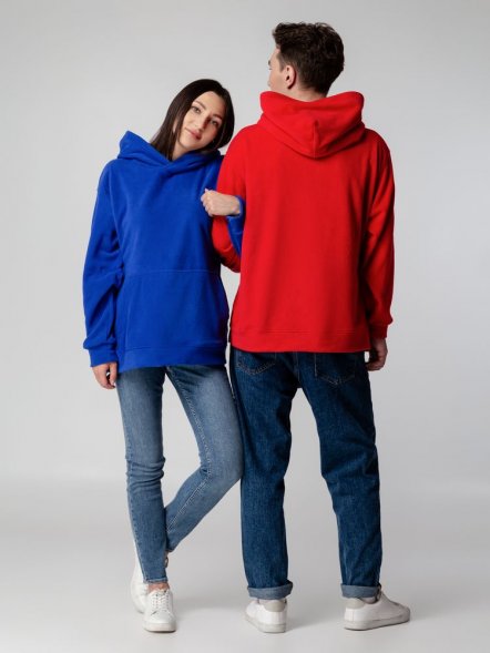 Худи флисовое унисекс Manakin, ярко-синее 