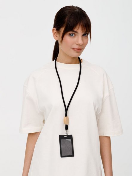 Шнурок для бейджа Tube Wood, черный 