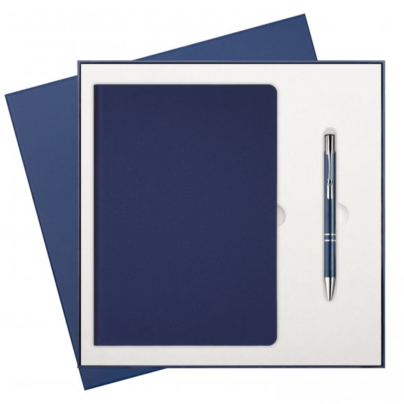 Подарочный набор Moon River, синий (ежедневник, ручка) 