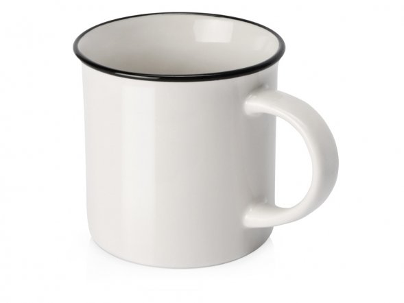 Кружка Countryside S с черным ободком, белая внутри, цветная снаружи, белый 