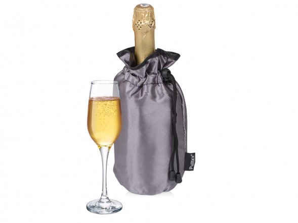 Охладитель для бутылки шампанского Cold bubbles из ПВХ в виде мешочка, серебристый 