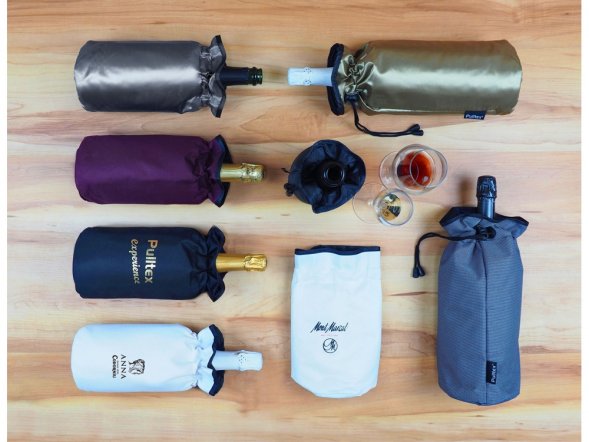 Охладитель для бутылки шампанского Cold bubbles из ПВХ в виде мешочка, серебристый 