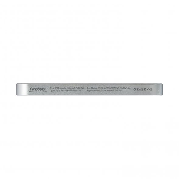 Внешний аккумулятор Artex PD 5000mAh с функцией беспроводной зарядки 15W, серебряный 