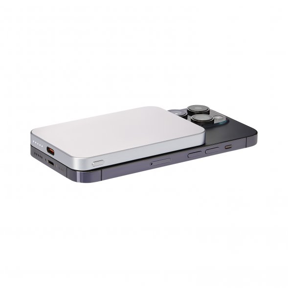 Внешний аккумулятор Artex PD 5000mAh с функцией беспроводной зарядки 15W, серебряный 