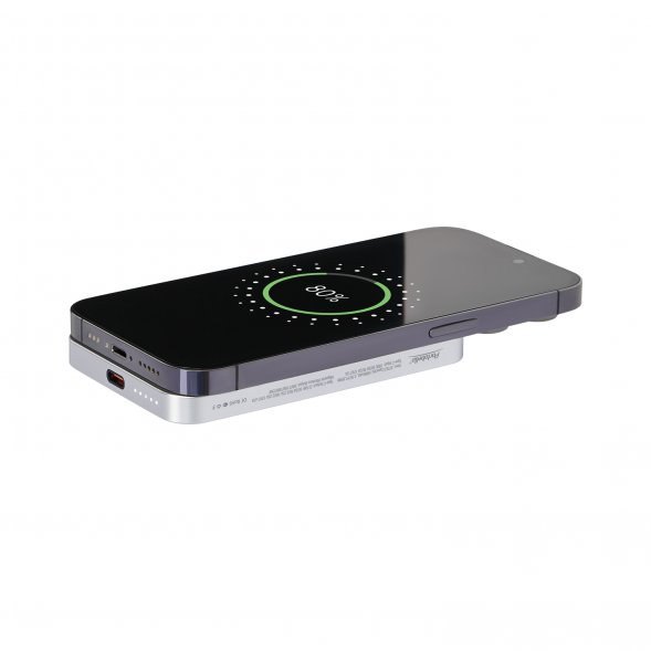 Внешний аккумулятор Artex PD 5000mAh с функцией беспроводной зарядки 15W, серебряный 