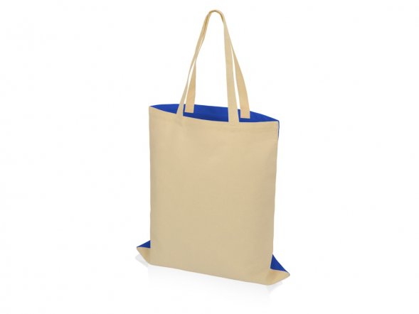 Сумка для шопинга Twin двухцветная из хлопка, 180 г/м2, синий/натуральный (P) 