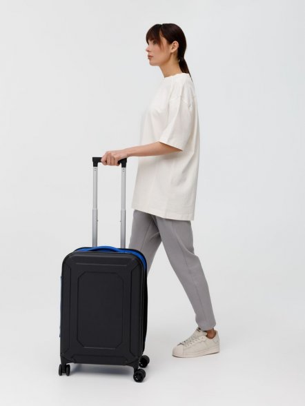 Чемодан Platta, черный с синим 
