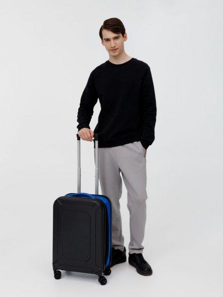 Чемодан Platta, черный с синим 