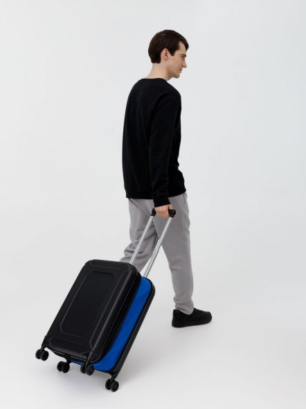 Чемодан Platta, черный с синим 