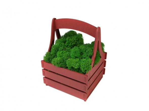 Композиция Корзинка со мхом, темно-красный 