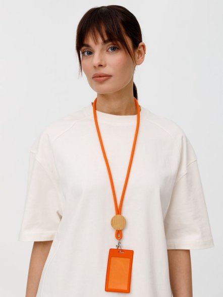 Шнурок для бейджа Tube Wood, оранжевый 