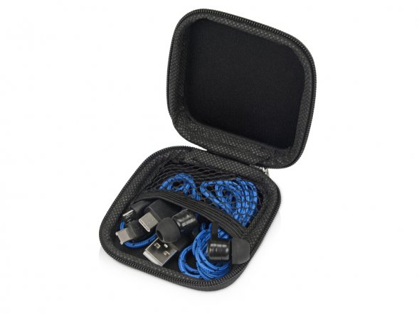 Набор с наушниками и зарядным кабелем 3-в-1 In motion, синий 