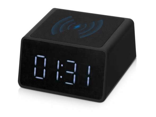 Беспроводная колонка с часами и функцией беспроводной зарядки Sentry, черный 