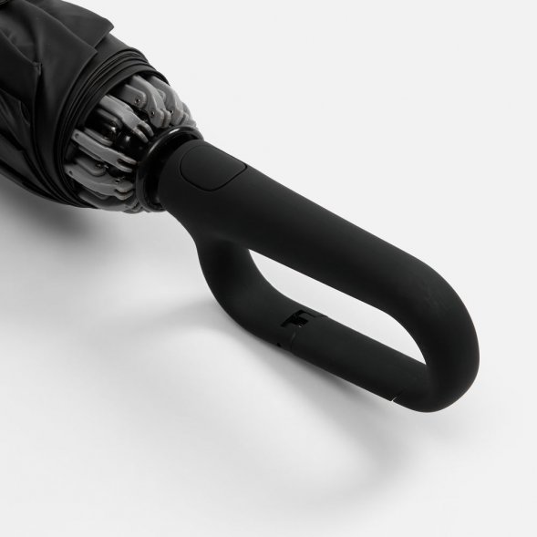 Зонт обратного сложения с ручкой-карабином Foldberry, черный 