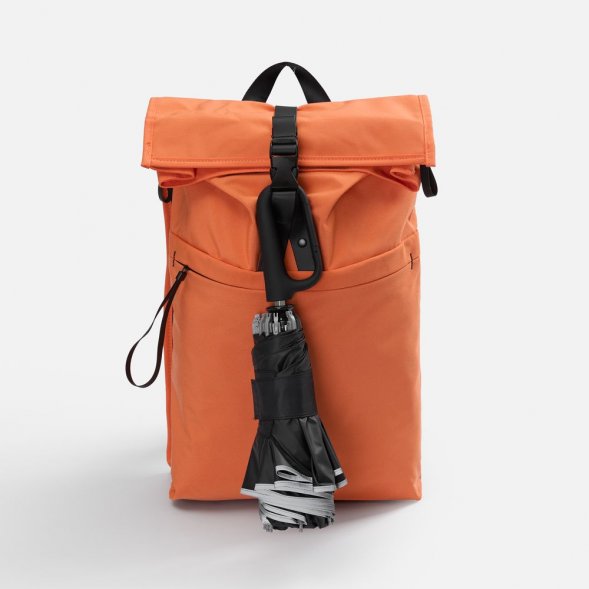 Зонт обратного сложения с ручкой-карабином Foldberry, черный 