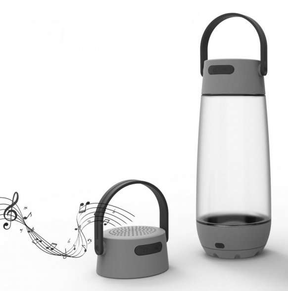 Бутылка для воды Torsta Light с колонкой и светильником, серая 
