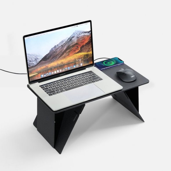 Складной стол для ноутбука с беспроводной зарядкой Kickstand Table, серый 