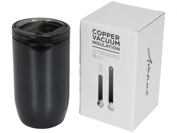 Герметичный термостакан Lagom 380 мл с медной вакуумной изоляцией, черный 