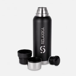 Термос Relaxika 1200 со стикерпаком, черный