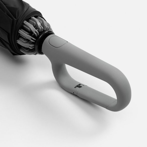 Зонт обратного сложения с ручкой-карабином Foldberry, серый 