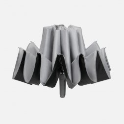 Зонт обратного сложения с ручкой-карабином Foldberry, серый