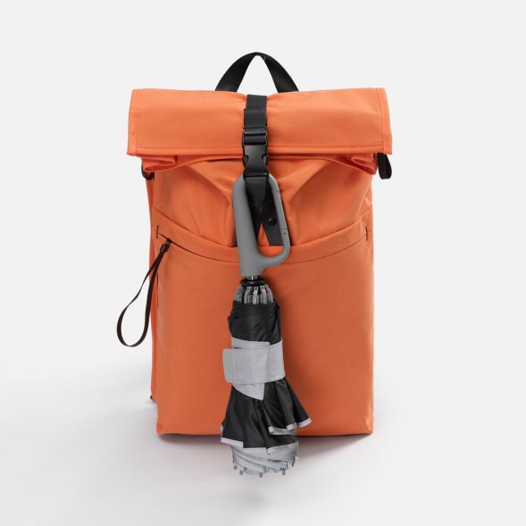 Зонт обратного сложения с ручкой-карабином Foldberry, серый 