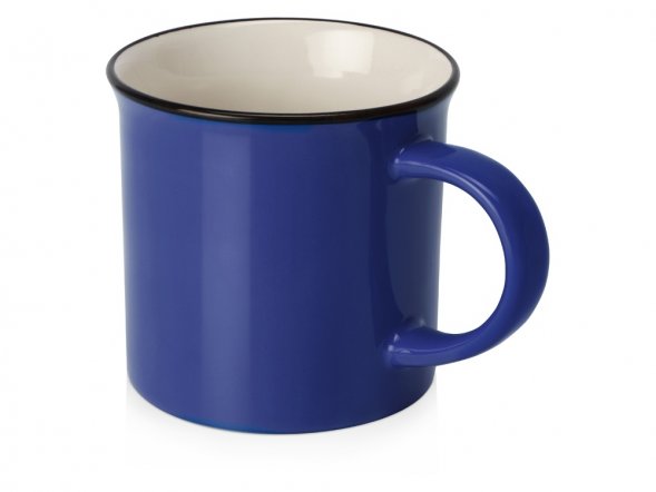 Кружка Countryside S с черным ободком, белая внутри, цветная снаружи, синий 