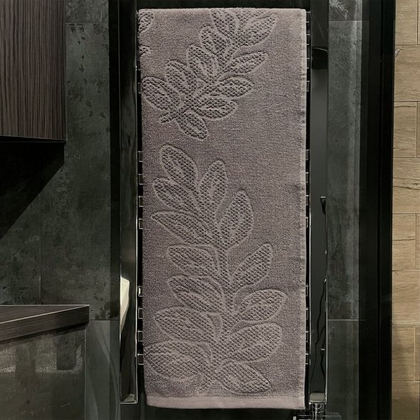 Полотенце махровое «Флора», большое, коричневое (шитаки) 