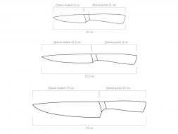 Набор из 3 кухонных ножей в универсальном блоке,  NADOBA, серия UNA
