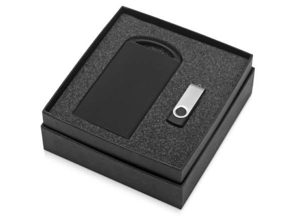 Подарочный набор Jack Nicholson с флешкой и зарядным устройством для зеркальной гравировки, серебристый 