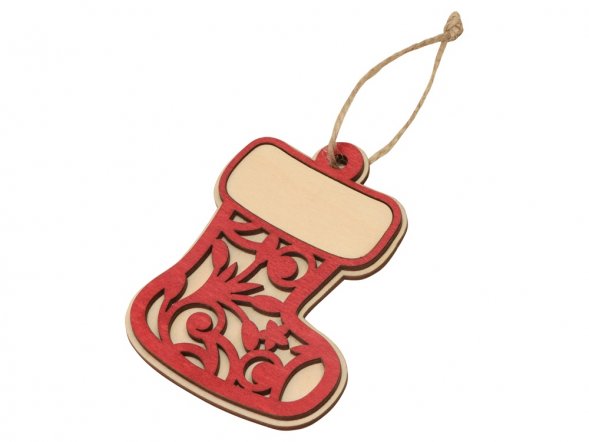 Подвеска деревянная Новогодний валенок 