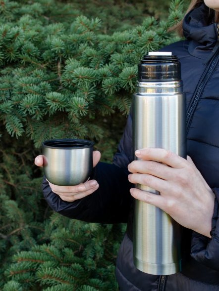 Термос Plain 1000, серебристый 