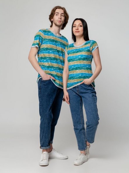 Футболка мужская Rayet двусторонняя, голубая с зеленым 